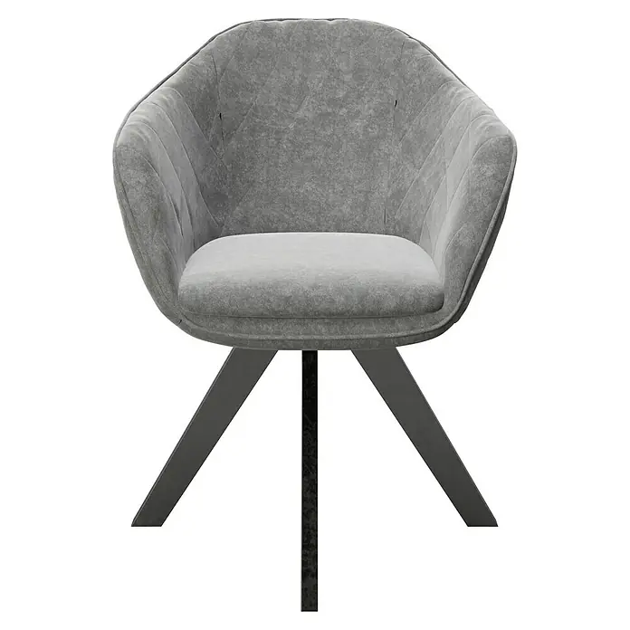 Phönix Playboy Stuhl Amanda - L x B x H: 57 x 61 x 80 cm, Grau - Grauer Sessel mit Stoffbezug und dreibeinigem, dunklem Metallgestell. Der Sessel bietet hohen Sitzkomfort und modernes Design.