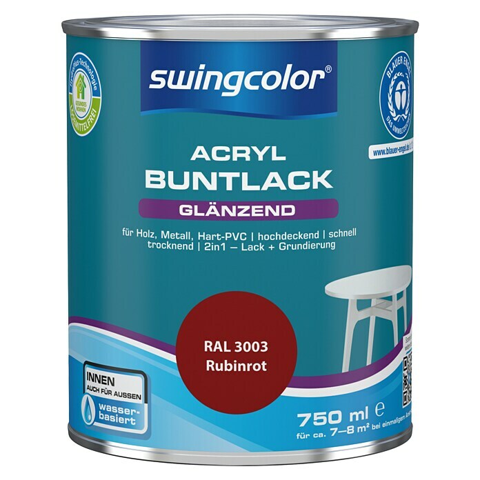 swingcolor Buntlack Acryl (Rubinrot, 750 ml, Glänzend)
