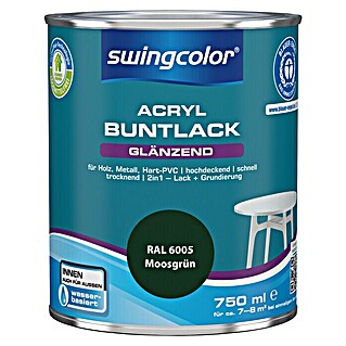 swingcolor Buntlack Acryl (Moosgrün, 750 ml, Glänzend, Wasserbasiert)