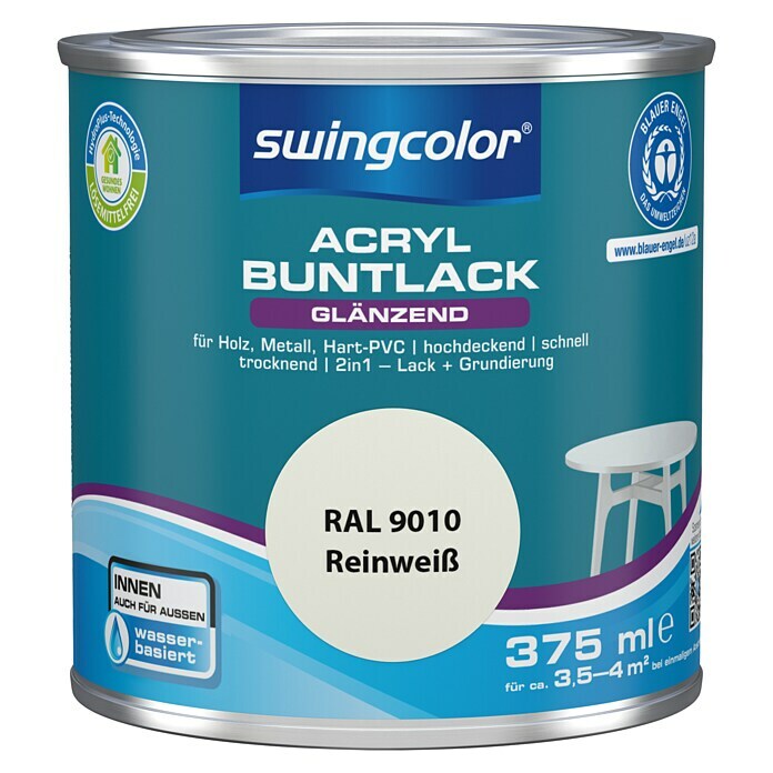 swingcolor Buntlack Acryl (Reinweiß, 375 ml, Glänzend)