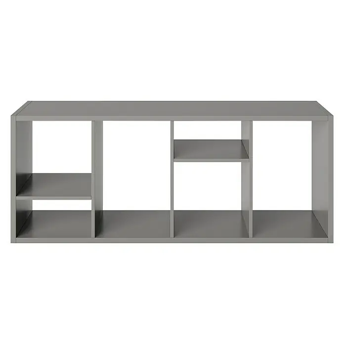 Phönix Fortuna Raumteiler - H x B x T: 146,6 x 58 x 34 cm, Anzahl Böden: 3 Stk., Grau - Graues, rechteckiges Regalsystem mit verschiedenen Fächern und minimalistischem Design zur Aufbewahrung von Büchern und Deko.