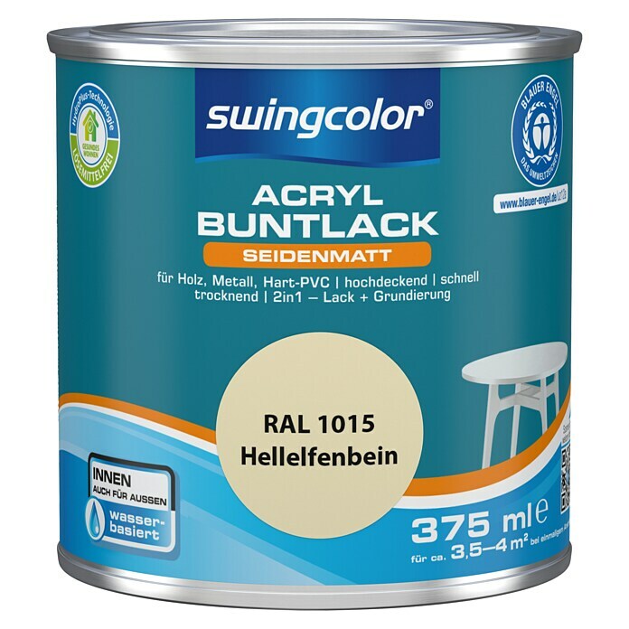 swingcolor Buntlack Acryl (Hellelfenbein, 375 ml, Seidenmatt)