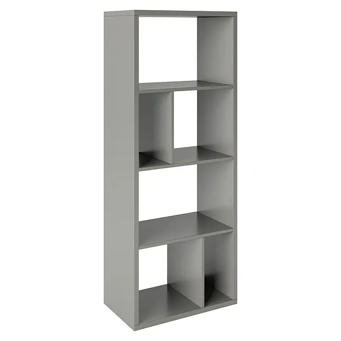 Phönix Fortuna Raumteiler - H x B x T: 146,6 x 58 x 34 cm, Anzahl Böden: 3 Stk., Grau - Modernes, graues Regal mit Fächern in verschiedenen Größen. Ideal zur Aufbewahrung und Präsentation von Büchern und Dekorationsgegenständen.