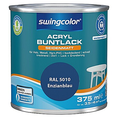 swingcolor Buntlack Acryl (Enzianblau, 375 ml, Seidenmatt)