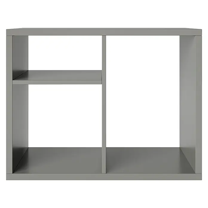 Phönix Fortuna Raumteiler - H x B x T: 57,9 x 75,1 x 34 cm, Grau - Graues Bücherregal mit zwei Fächern auf der linken Seite und einem Fach auf der rechten Seite.