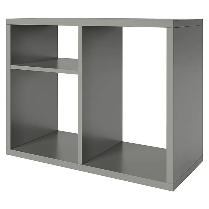 Phönix Fortuna Raumteiler - H x B x T: 57,9 x 75,1 x 34 cm, Grau - Graues, dreiteiliges Regal mit einem Fach auf der linken Seite, ideal für Wohn- oder Büroräume zur Aufbewahrung und Organisation.