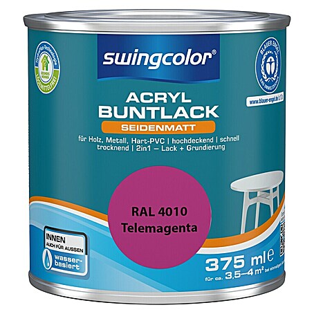 swingcolor Buntlack Acryl (Telemagenta, Seidenmatt, 375 ml, Wasserbasiert)