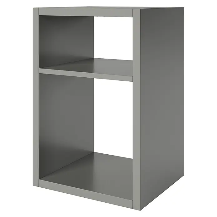 Phönix Fortuna Beistelltisch - L x B x H: 34 x 58 x 39,2 cm, Grau, Ohne Einsatz - Graues Regal mit zwei Fächern. Das Möbelstück ist schlicht und modern gestaltet und bietet Stauraum für verschiedene Gegenstände.