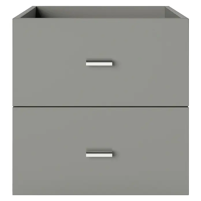 Phönix Fortuna Container - L x B x H: 33,4 x 34,1 x 34,1 cm, Grau, Anzahl Schubladen: 2 Stk., Passend für: Phönix Regale Fortuna - Grauer Badezimmerschrank mit zwei Schubladen und silbernen Griffen, ideal für moderne Badezimmer. Stilvolle und praktische Badmöbel für zusätzlichen Stauraum.