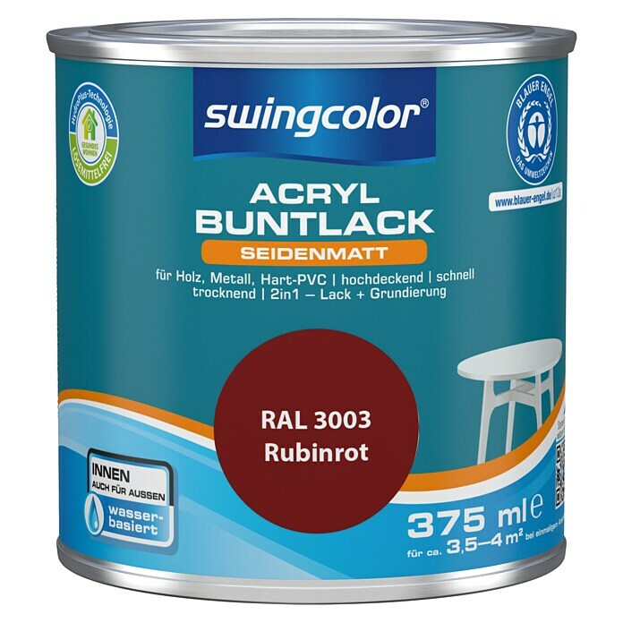 swingcolor Buntlack Acryl (Rubinrot, 375 ml, Seidenmatt)