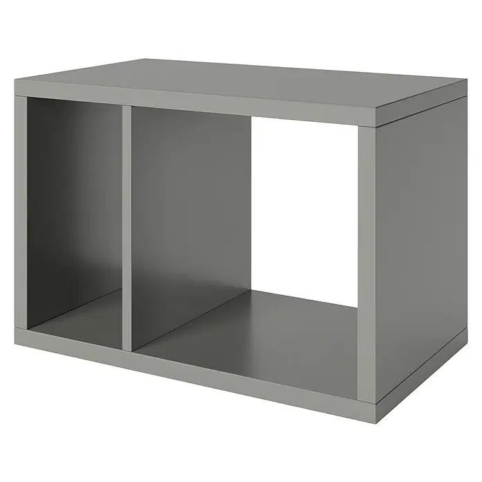 Phönix Fortuna BeistelltischL x B x H: 34 x 58 x 39,2 cm, Grau, Ohne Einsatz - Graues Regal mit zwei offenen Fächern zur Aufbewahrung von Gegenständen und zur Organisation des Wohnraums.