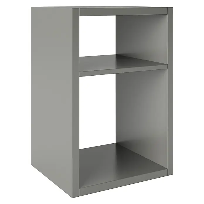 Phönix Fortuna BeistelltischL x B x H: 34 x 58 x 39,2 cm, Grau, Ohne Einsatz - Graues Regal mit zwei Fächern. Das moderne Möbelstück bietet Stauraum und fügt sich nahtlos in jedes Interieur ein.