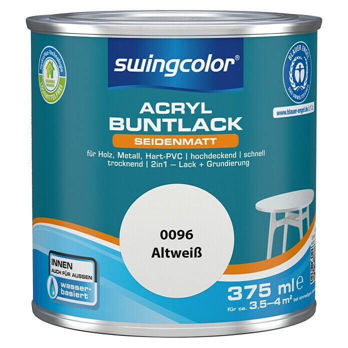 swingcolor Buntlack Acryl (Altweiß, 375 ml, Seidenmatt)