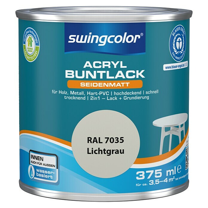 swingcolor Buntlack Acryl (Lichtgrau, 375 ml, Seidenmatt)