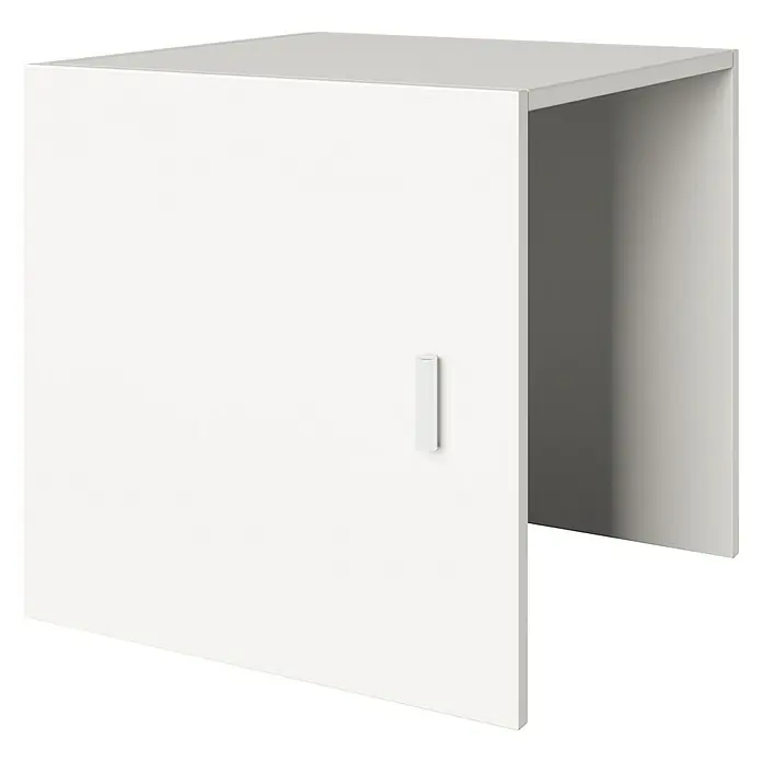 Phönix Fortuna Container - L x B x H: 33,4 x 34,1 x 34,1 cm, Weiß, Passend für: Phönix Regale Fortuna - Weißer Badschrank mit einer Tür und einem schlichten, minimalistischen Design. Ideal für die Aufbewahrung im Badezimmer und passt perfekt in moderne Einrichtungen.