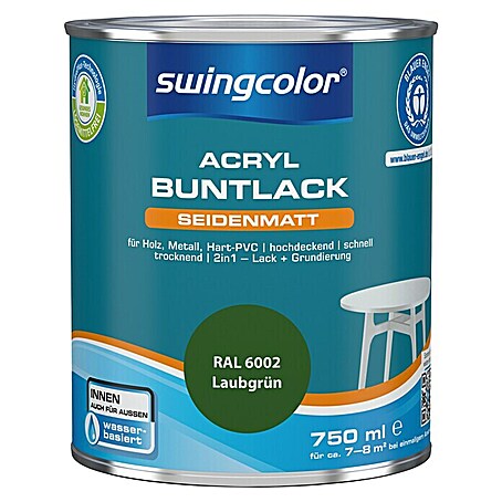swingcolor Buntlack Acryl (Laubgrün, 750 ml, Seidenmatt)