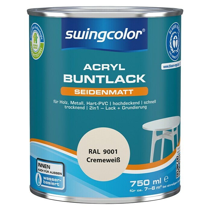 swingcolor Buntlack Acryl (Cremeweiß, 750 ml, Seidenmatt)