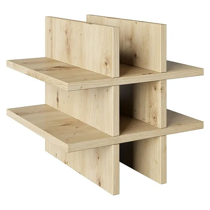 Phönix Fortuna Einsatz - L x B x H: 33,4 x 34,1 x 34,1 cm, Eiche, Holzwerkstoff - Modernes, helles Holzregal mit drei Ebenen und einem stilvollen, minimalistischen Design für Wohn- oder Arbeitsbereich.