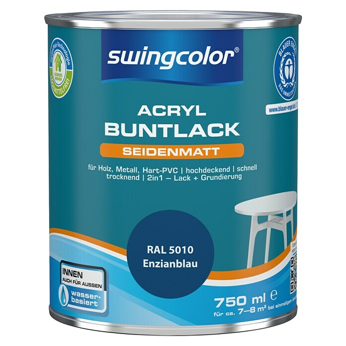 swingcolor Buntlack (Enzianblau, 750 ml, Seidenmatt)