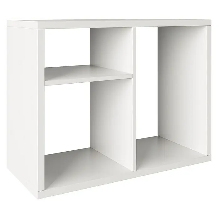 Phönix Fortuna Raumteiler - H x B x T: 57,9 x 75,1 x 34 cm, Weiß - Weißes Bücherregal mit mehreren Fächern unterschiedlicher Größe, ideal für die Aufbewahrung von Büchern und Dekorationsgegenständen.