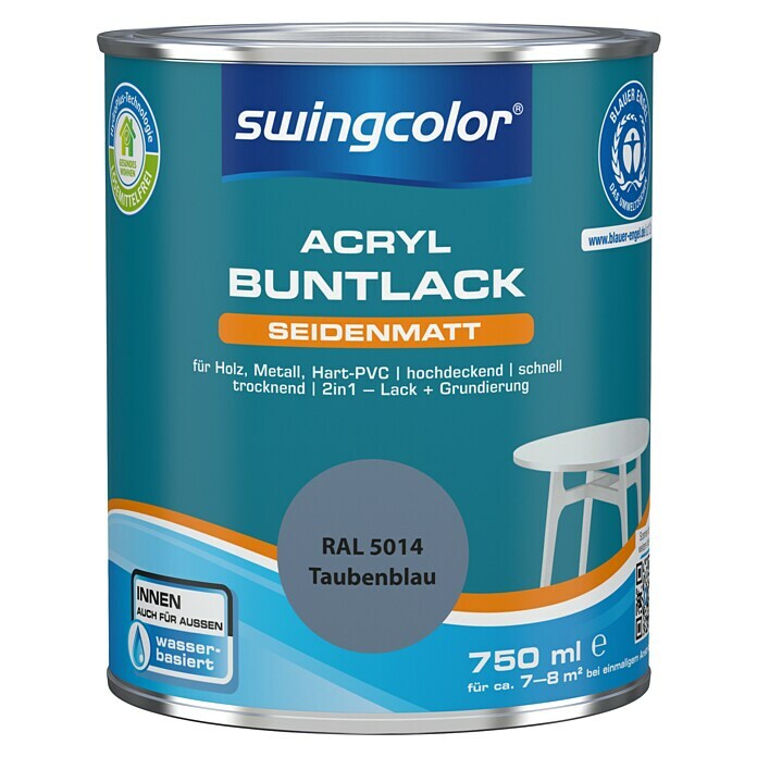 swingcolor Buntlack Acryl (Taubenblau, 750 ml, Seidenmatt)
