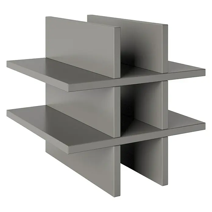 Phönix Fortuna Einsatz - L x B x H: 33,4 x 34,1 x 34,1 cm, Grau, Holzwerkstoff - Graues Bücherregal mit drei Ebenen und einem modernen Design. Das Regal bietet viel Stauraum und ist ein echter Hingucker.