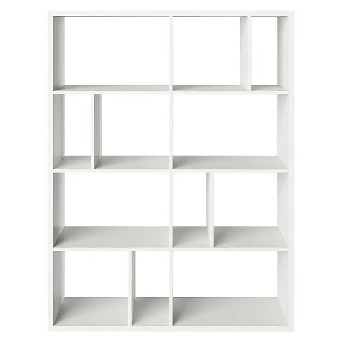 Phönix Fortuna Raumteiler - H x B x T: 146,6 x 112,5 x 34 cm, Anzahl Böden: 3 Stk., Weiß - Weißes Bücherregal mit mehreren Fächern verschiedener Größen für eine moderne Raumgestaltung. Praktisch und stilvoll.