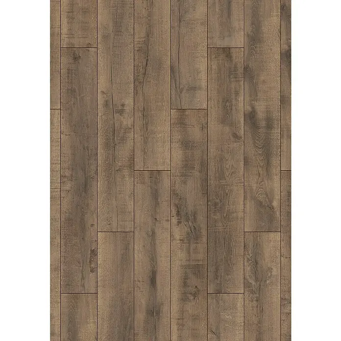 Krono Original Laminat Atlantic 8 - Antique Volcano Oak, Landhausdiele, 1.285 x 192 x 8 mm - Detailaufnahme eines Bodenbelags in Holzoptik, der die Maserung und Textur des Materials hervorhebt. Ideal für stilvolle Innenräume.