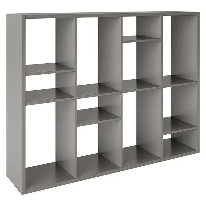 Phönix Fortuna Raumteiler - H x B x T: 146,6 x 112,5 x 34 cm, Anzahl Böden: 3 Stk., Grau - Graues Regalsystem mit offenen Fächern zur stilvollen Aufbewahrung von Büchern und Dekoartikeln. Das Möbelstück bietet viel Stauraum und eine moderne Optik.