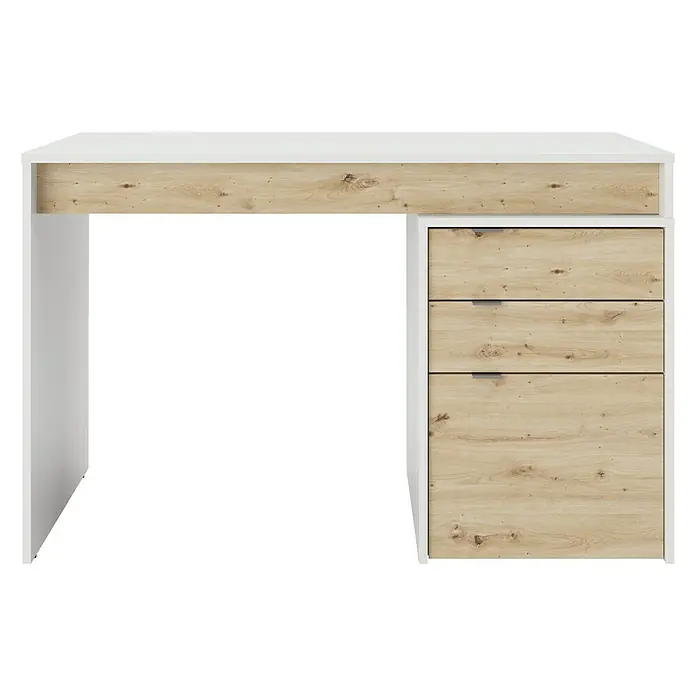 Phönix Schreibtisch Salice - L x B x H: 60 x 120 x 76 cm - Moderner Schreibtisch mit weißer Oberfläche und Holzschubladen für ein stilvolles Arbeitszimmer oder Homeoffice.