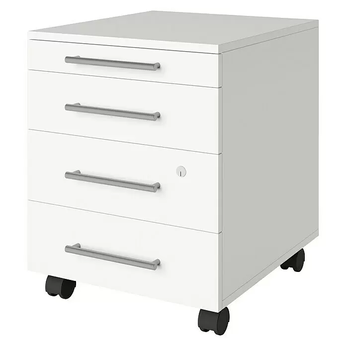 Phönix Rollcontainer Neo - L x B x H: 50 x 43 x 55,5 cm, Weiß, Anzahl Schubladen: 4 Stk. - Diagonale Ansicht