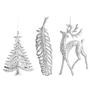 Kerstboomversiering 3 soorten (Zilver, 1 st.)