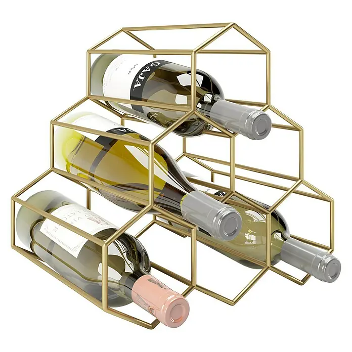 Phönix Playboy Weinregal Gloria - L x B x H: 22 x 29 x 27 cm, Gold - Weinregal aus goldenem Metall mit sechs Flaschen Weißwein. Stilvolles Design für die Aufbewahrung von Weinflaschen.