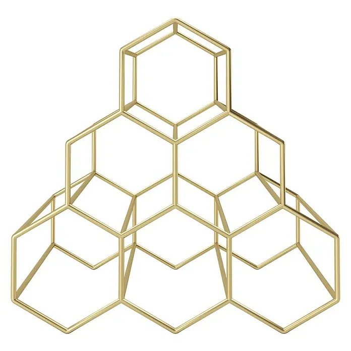 Phönix Playboy Weinregal Gloria - L x B x H: 22 x 29 x 27 cm, Gold - Ein eleganter, goldfarbener Weinregal im modernen, sechseckigen Design zur stilvollen Aufbewahrung von Weinflaschen.