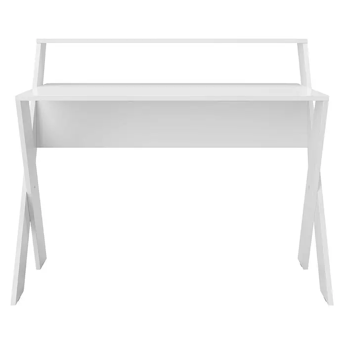 Phönix Schreibtisch Montreal - L x B x H: 65 x 115 x 95 cm, Weiß - Abbildung eines modernen, weißen Schreibtisches mit einem minimalistischen Design und einem zusätzlichen Regal für zusätzlichen Stauraum.
