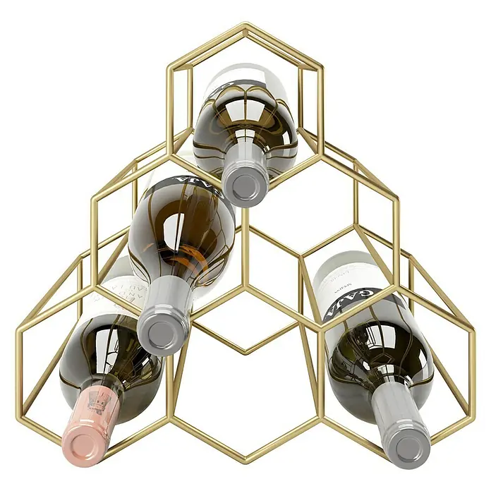 Phönix Playboy Weinregal Gloria - L x B x H: 22 x 29 x 27 cm, Gold - Weinregal aus Metall in Gold mit vier Weinflaschen, stilvoll und modern für die Aufbewahrung.