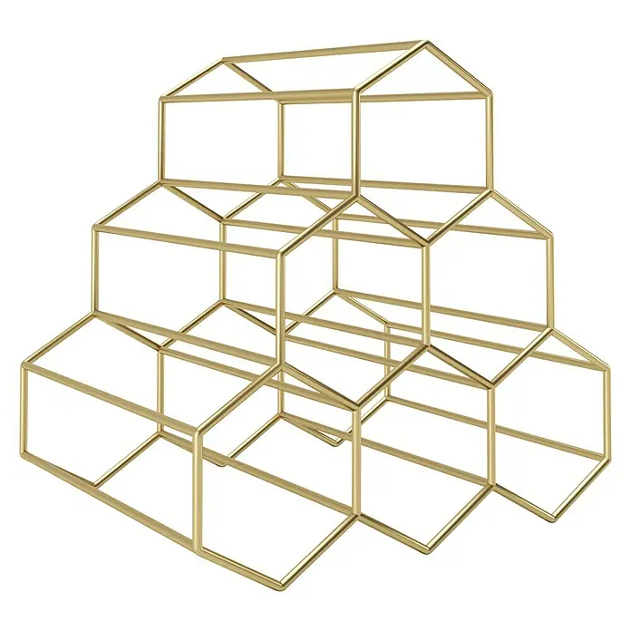 Phönix Playboy Weinregal Gloria - L x B x H: 22 x 29 x 27 cm, Gold - Weinregal aus goldfarbenem Metall mit sechseckigen Fächern im stilvollen Design für 9 Weinflaschen.