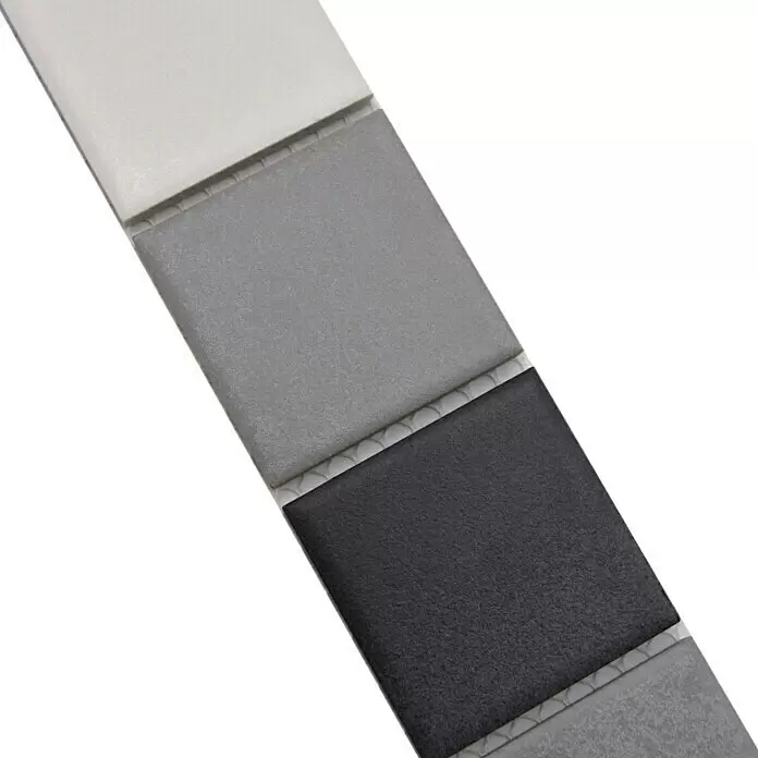 Fliesenbordüre Quadrat - 4,8 x 30 cm, Mix Grau, Matt - Detailaufnahme