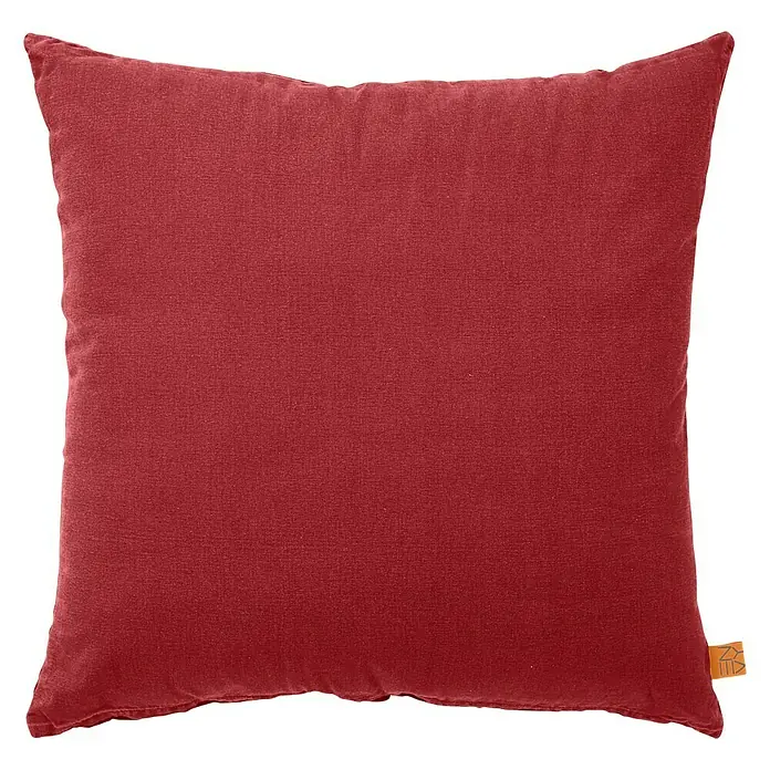 Envy Kissen Gabriel - L x B: 45 x 45 cm, Naturmaterialien, Dahlia Red - Rotes quadratisches Kissen mit sichtbarer Textur, ideal als dekoratives Element für Ihr Zuhause.