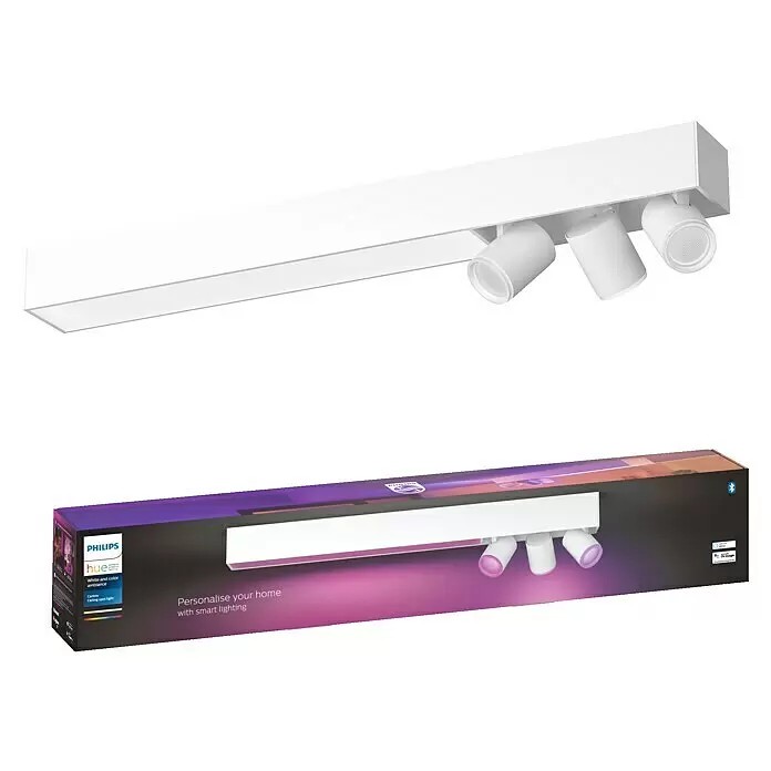 Philips Hue LED-Deckenstrahler Centris - 36 W, L x B x H: 78,2 x 8,5 x 12,8 cm, Weiß, Mehrfarbig - Diagonale Ansicht
