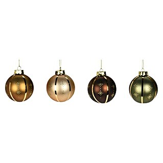 Kerstballen met strepen (1 st., Diameter: 8 cm, Meerkleurig, Kunststof)