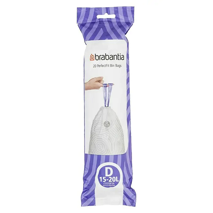 Brabantia Bolsas de basura PerfectFit - 20 l, 40 ud. - Las bolsas de basura Brabantia PerfectFit, tamaño D, con una capacidad de 15-20 litros, son ideales para un hogar limpio.