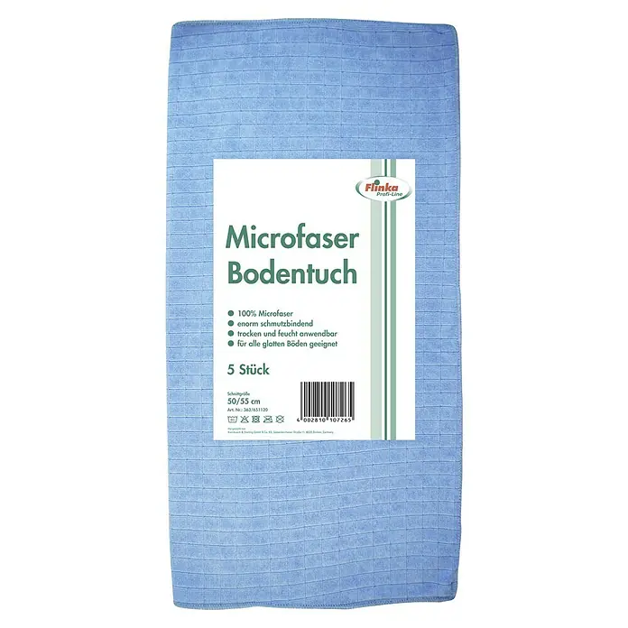 Flinka Profi-Line Mikrofaserbodentuch - 5 Stk., 55 x 50 cm, Mikrofaser - Ein blaues Microfaser Bodentuch der Marke Flinka Profi-Line, 5 Stück, Größe 50/55 cm, ideal für glatte Böden.