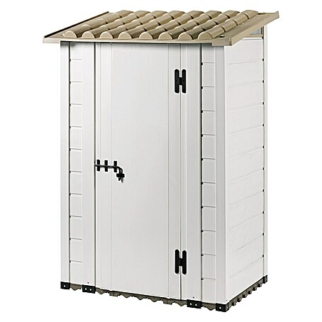 Gerätehaus Tuscany 100.1P (Außenmaß inkl. Dachüberstand (B x T): 122,5 x 82,5 cm, Kunststoff, Beige/Taupe)