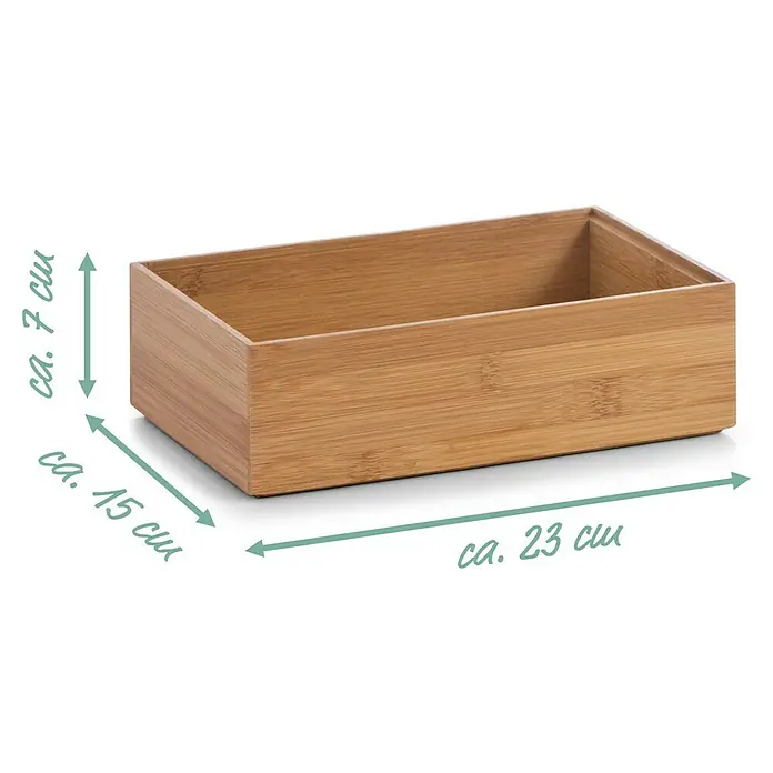 Zeller Present Aufbewahrungsbox - 23 x 15 x 7 cm, Bambus, Braun - Rechteckiger Bambus-Organizer mit den Maßen ca. 23 x 15 x 7 cm, ideal für Büro oder Bad, um Ordnung zu halten und stilvoll zu dekorieren.
