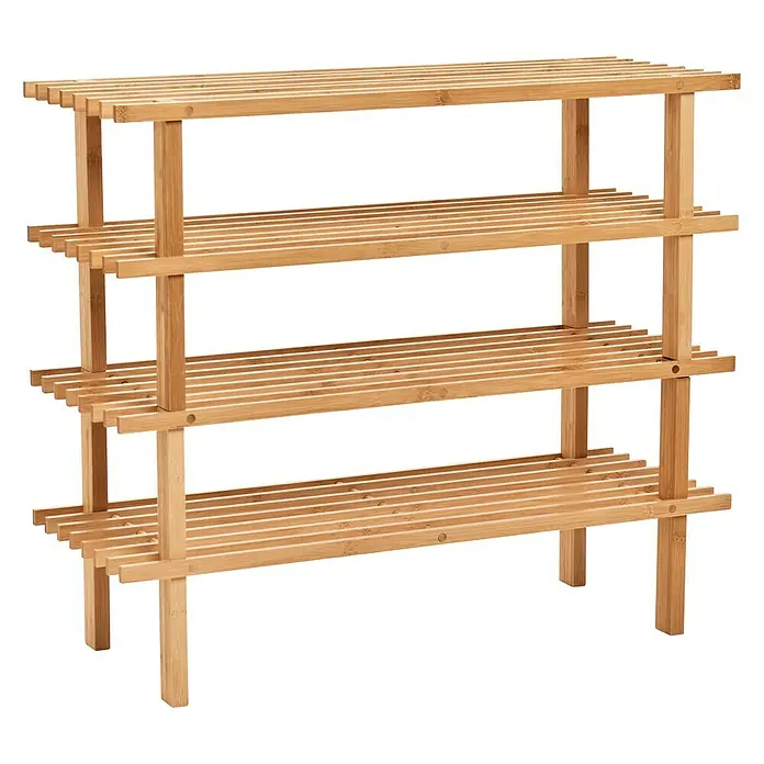 Zeller Present Schuhregal - L x B x H: 70 x 26 x 30 cm, Braun, Holz - Ein aus Holz gefertigtes Schuhregal mit vier Ebenen. Eine stilvolle Lösung zur Schuhaufbewahrung, die Ordnung und Übersichtlichkeit bietet.