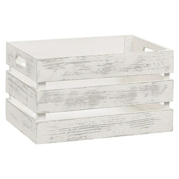 Zeller Present Holzkiste - L x B x H: 35 x 25 x 20 cm, Weiß - Weiße Holzkiste mit rustikalem Finish. Ideal zur Aufbewahrung und Dekoration, um Ihrem Zuhause einen Hauch von Vintage-Charme zu verleihen.