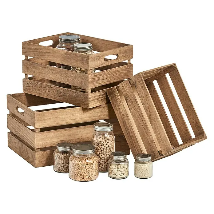 Zeller Present Holzkiste - L x B x H: 39 x 29 x 21 cm, Braun - Holzboxen und Gläser: Rustikale Aufbewahrungslösung für Küche oder Vorratskammer. Ordnung und Stil vereint!