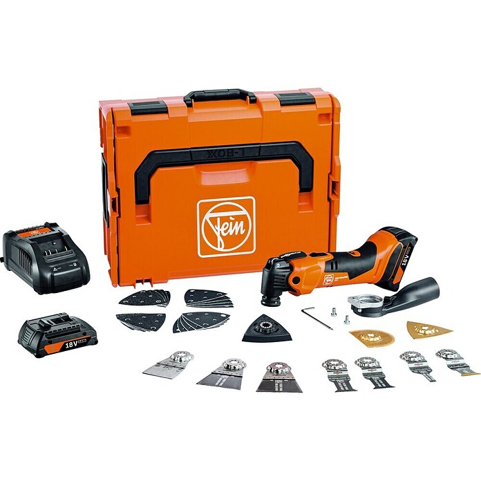 Fein AMPShare 18V Akumulatorsko večfunkcijsko orodje MultiMaster AMM500 Plus Top 2AH AS  (18 V, 2 bateriji, 2 Ah, Število nihajev v prostem teku: 11.000 /min - 18.500 /min) | 2304 - Akku Multifunktion Werkzeug | BBDH - Hobel-/ Oberfräsen | BBD - Elektro WZ/Großmaschinen | BB - ElektroWZ/Großmaschinen | B - Werkz/Masch/Maschzubeh/Auto | BAUHAUS
