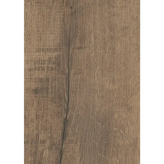 LOGOCLIC Aquaprotect Smart Laminat - Tyri Oak, Landhausdiele, 1.288 x 195 x 6 mm - Nahaufnahme der Textur eines Holzes mit deutlichen Maserungen und einer markanten Vertiefung.